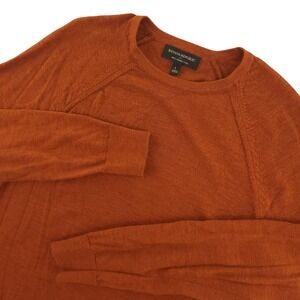 Banana Republic Sweater Mens L‎ Orange Merino Wool Crewneck Knit Pullover Solid